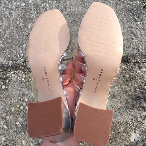 Zara Shoes - Zara Clear Strappy Block Heel Slide Sandal Size 9 Zara Shoes - Zara Clear Strappy Block Heel Slide Sandal Size 9